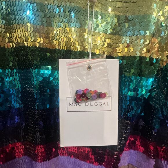 NWTs Mac Duggal 93724 Evening Dress Rainbow Sequin Mini Size 6 - Picture 6 of 10
